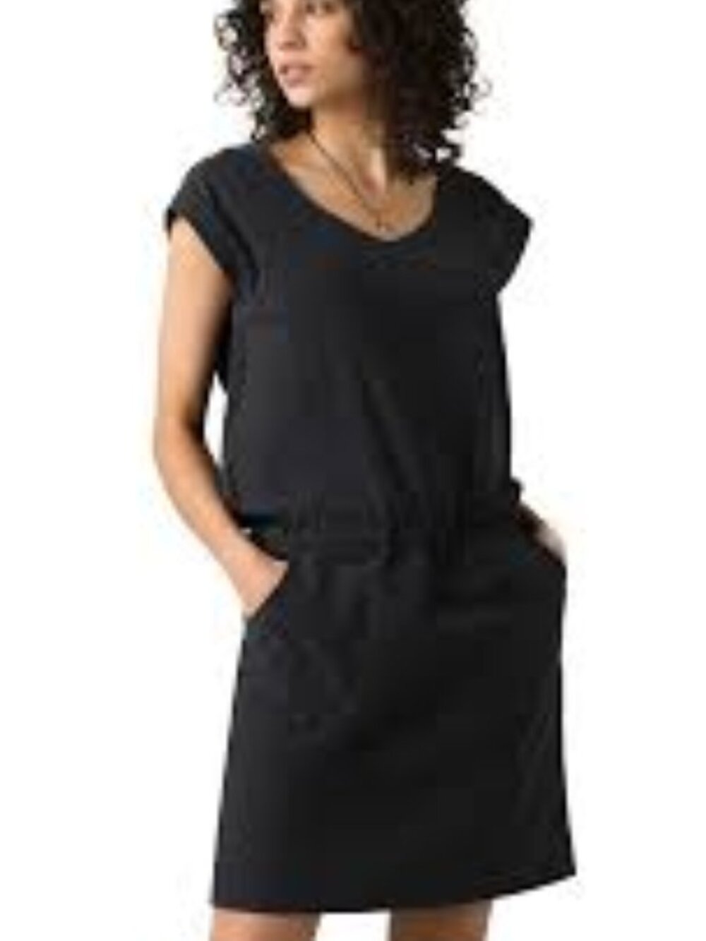 Prana Norma Dress Women Small Black Short Sleeve Athletic Hiking Camping Stretch
